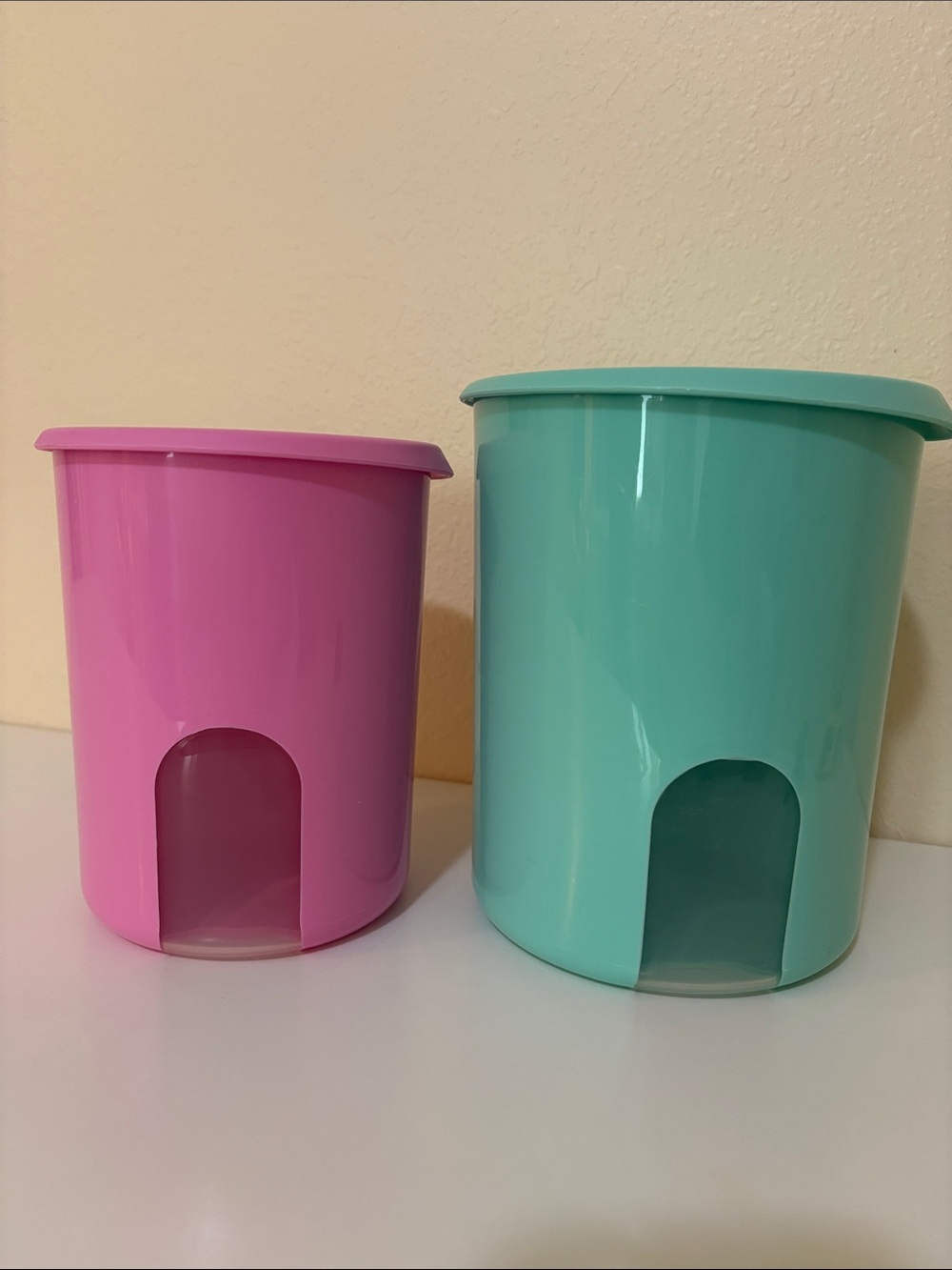 Tupperware One Touch Reminder Set of 2 Canister With Designed Seals